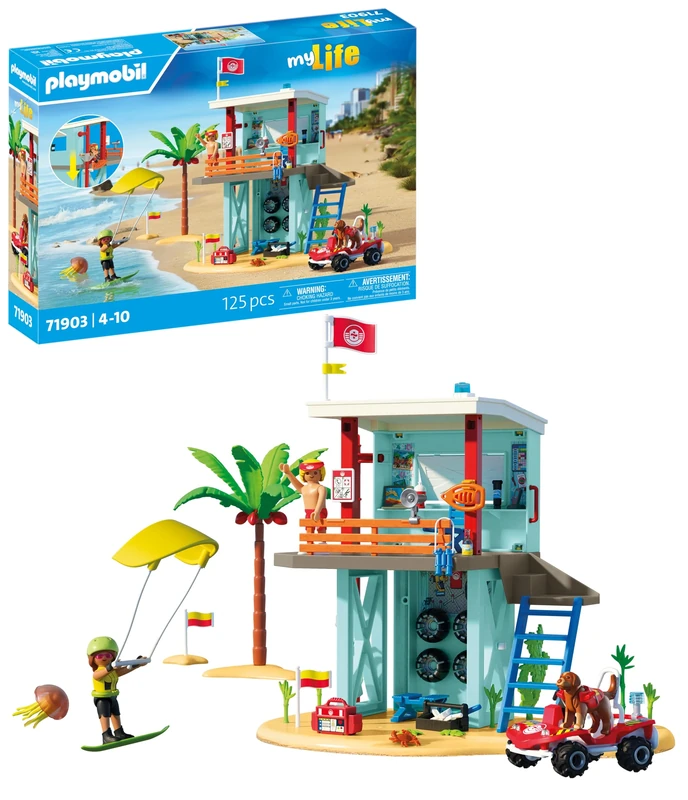 Playmobil | Vacation on the Beach | Rescue Tower with Beach Buggy | Toy from 4 years | Gift for children | Encourages creativity & adventurousness | Beach adventure with figures & vehicle | 71903