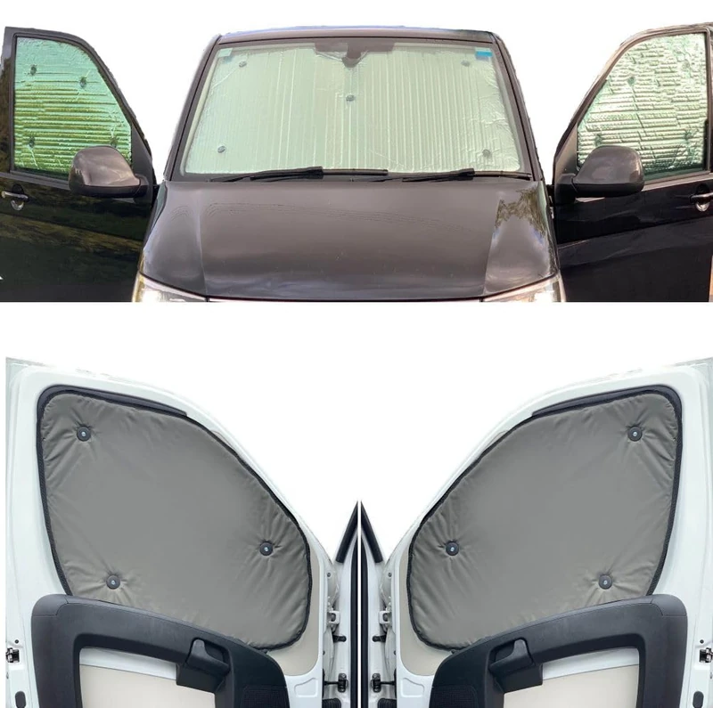 Window Blind Kit Compatible With Ford Transit Custom (First Generation) (Years 2012-2023) (Full Set SWB With Barn Doors & 1 Sliding Door) With Backing Colour in Light Grey, Reversible