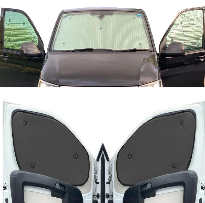 Window Blind Kit Compatible With Toyota Estima (Third Generation) (Years 2006-Date) (Front Set) With Backing Colour in Charcoal, Reversible