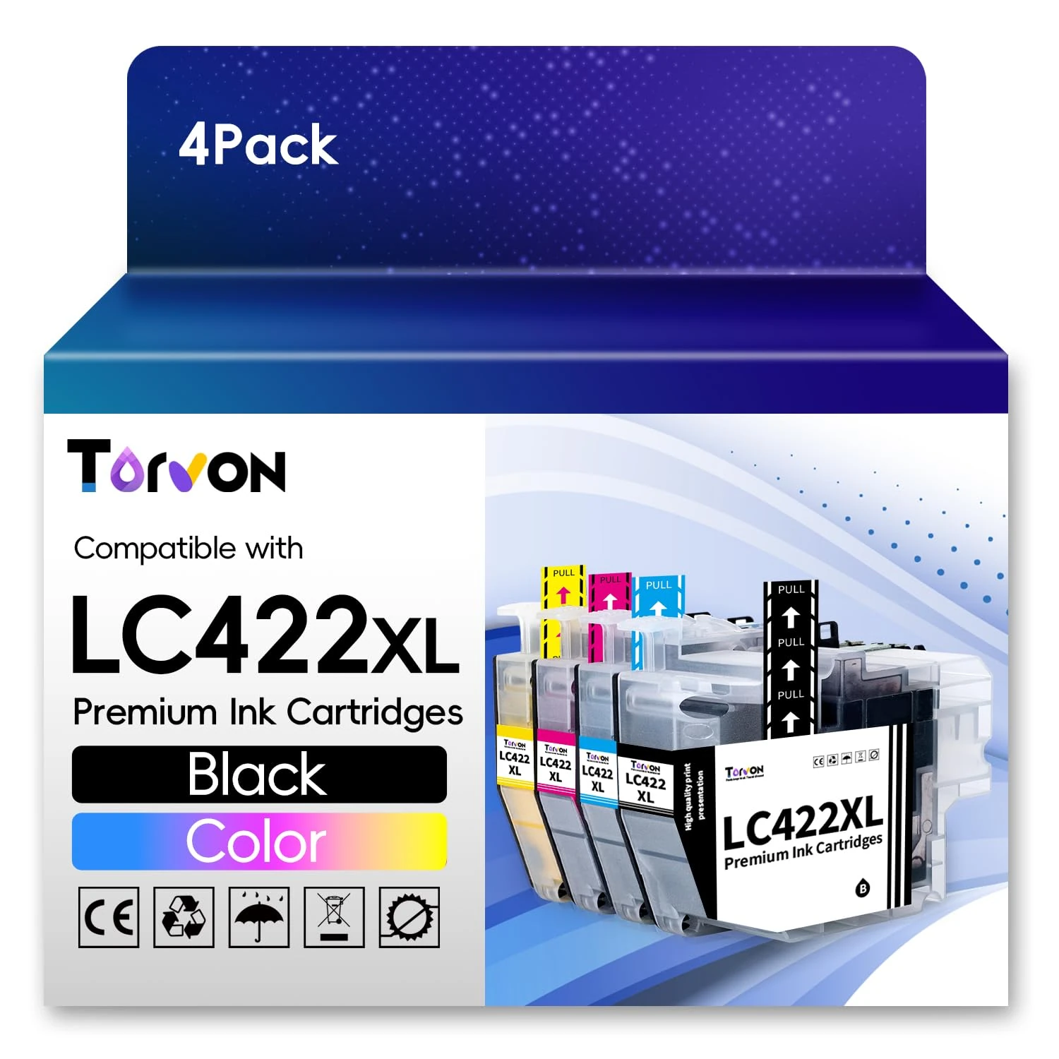 Torvon LC422 LC422XL Ink Cartridges Replacement for Brother LC422XL Ink Cartridges LC422 XL LC-422XLVAL for Brother MFC-J5740DW MFC-J5340DW MFC-J6540DW MFC-J5345DW MFC-J6940DW (4-Pack)