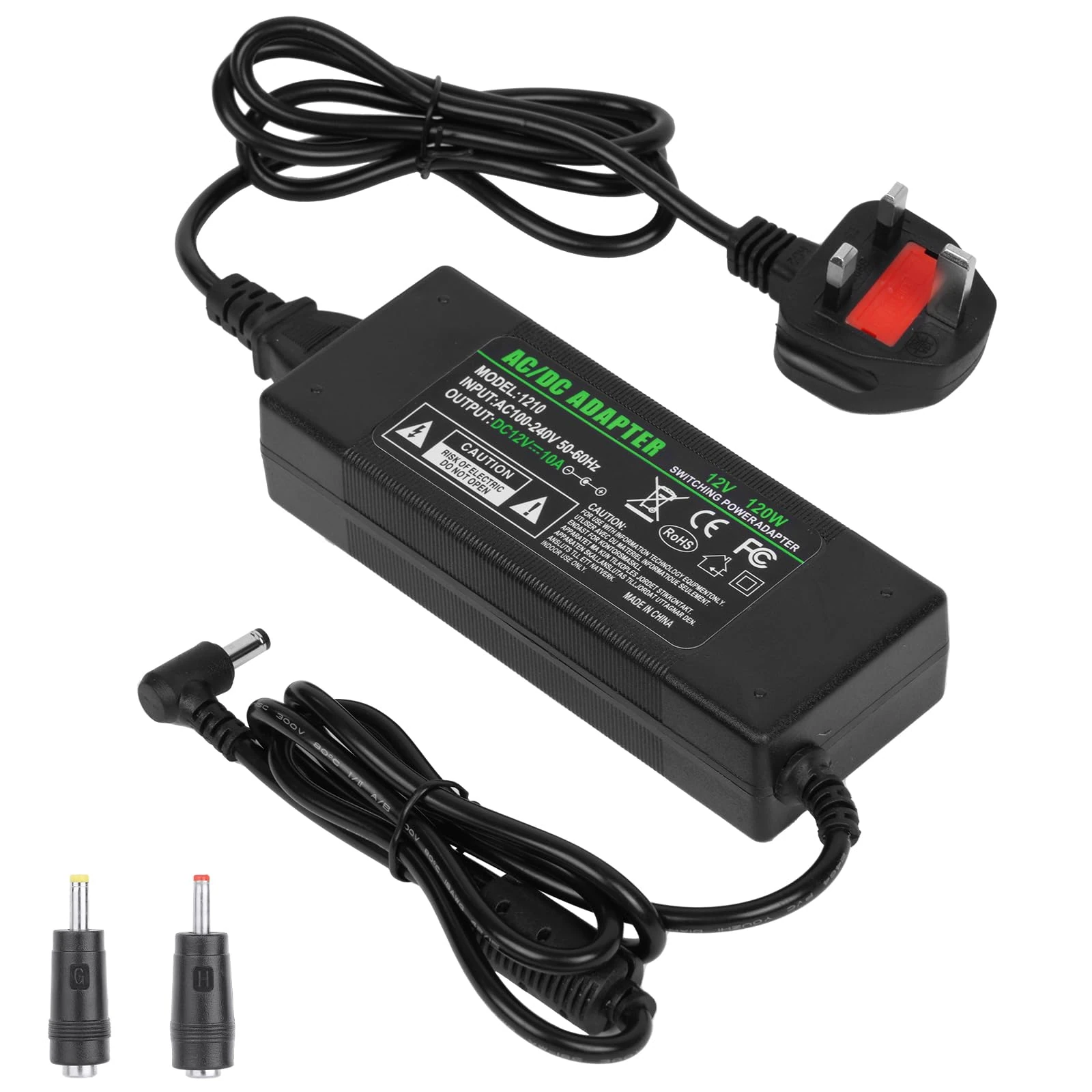 OFFCUP 120W Power Adapter, 12V 10A Transformer, AC100-240V to DC Converter for LED Strips, LCD Monitors, CCTV Cameras