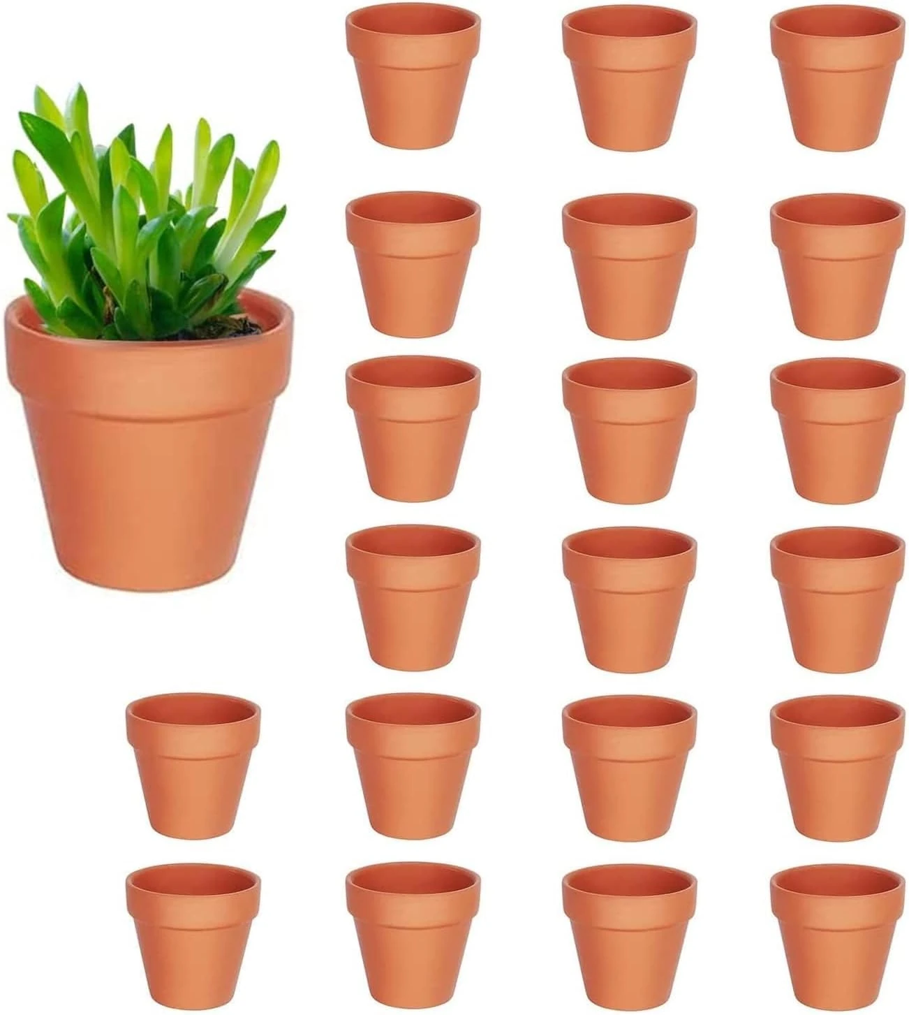 JAONLD 20 Pcs Small Clay Flower Pots 4.5 cm Terracotta Plant Pots Tiny Seedling Pot with Drainage Holes Garden Pots for Plants for Indoor and Outdoor Plant Viewing, Party Favors and Decorations