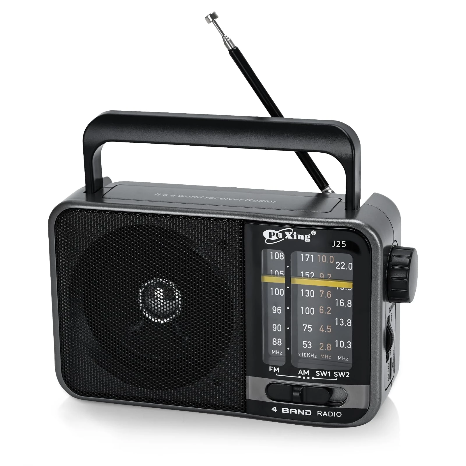 TOWEAR Portable FM AM Radio, Mains and Battery Radio for Home or Outdoor, Small Pocket with Excellent Reception, for Elderly, Easy to Use (Silvery)