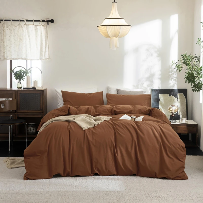 FOSSA Duvet Cover Set 100% Washed Cotton Linen Feel Oversized King