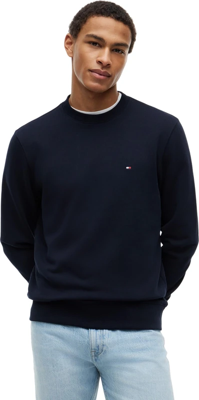 Tommy Hilfiger Men’s Sweatshirt Essential Terry Crew Neck with Round Neckline, Blue (Desert Sky), M