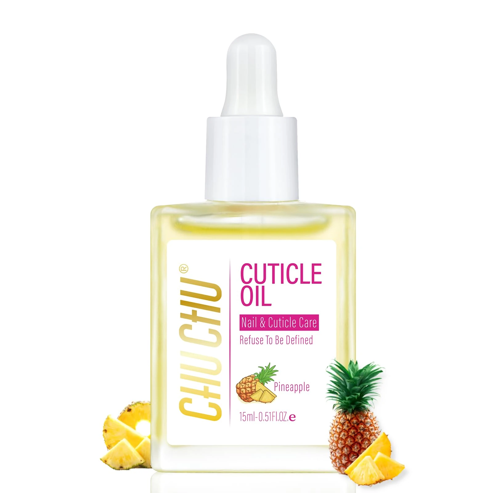 CHUCHU Nail Cuticle Oil - Pineapple Scent Nail Moisturizing Strengthener Treatment - Natural Jojoba Vitamin B & E Repair Growth for Dry Cracked Nails