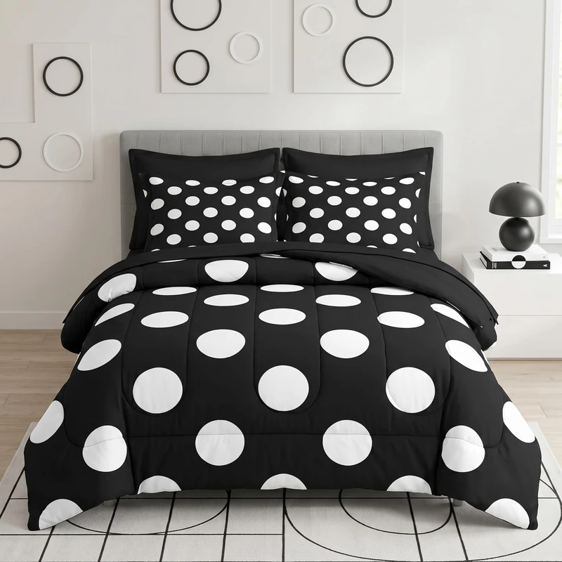 Pamnest Twin Comforter Set with Sheets, 5 Pieces Polka Dot Bedding