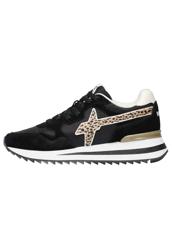 w6yz Women Yak-w. Oxford Flat, Black Bone, 8.5 UK