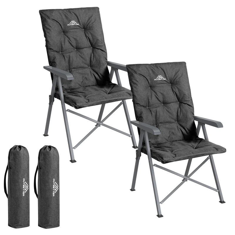 Outsetter Luxury Adjustable Camping Chairs 2 Set - Black