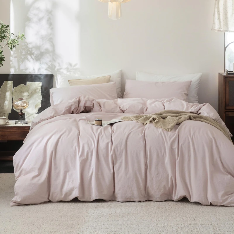 FOSSA Duvet Cover Set 100% Washed Cotton Linen Feel King
