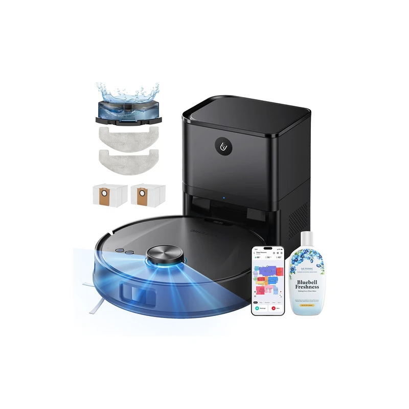 Ultenic T20 Pro Self Emptying Robot Vacuum Cleaner with Mop 8000Pa, 180 Mins Runtime, LiDAR Navigation, Up to 10 Weeks of Hands Free Cleaning Robot Vacuum for Pet Hair, Carpet, All Floors