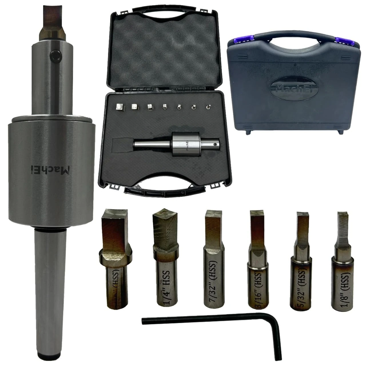 MachEl Next - Gen MT2 Shank Rotary Broach Set with 7-Piece HSS Square Punches – M10 x 1.5mm Drawbar Thread (MT2-Square)