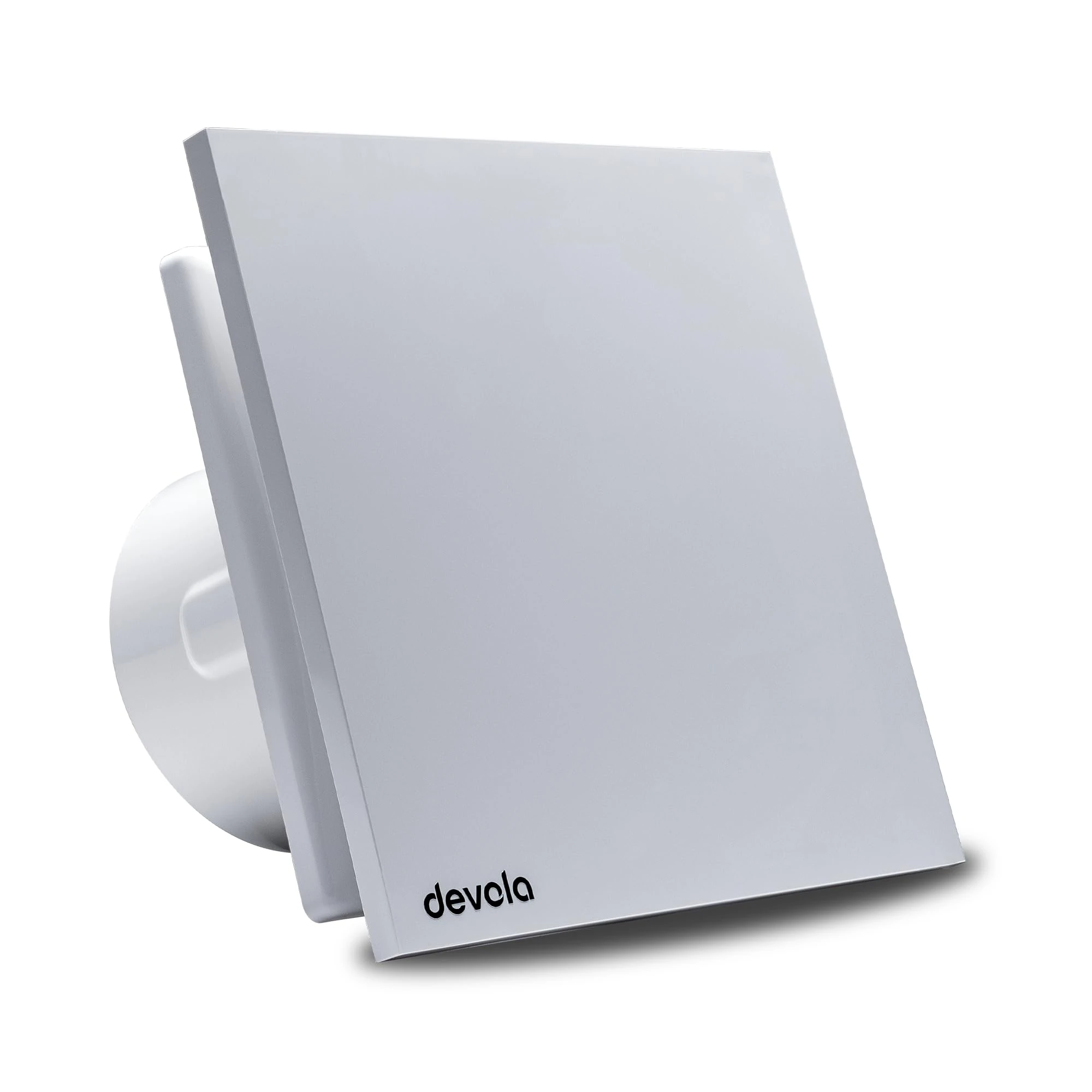 Devola 100mm Mixed Flow Bathroom Extractor Fan with Timer, 4 inch Quiet Tile Extractor Fan, Made in Britain (Overrun Time Delay) - DVQTF100T