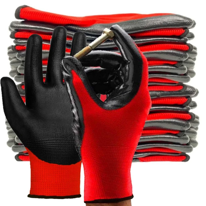 PROGANDA 12 Pairs Gardening Gloves, Nitrile Coated Safety Garden Gloves, General Duty Work Gloves, Logistics/Assembly/Utilities & Public Works