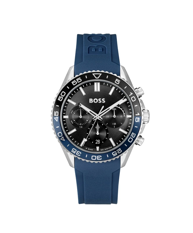 BOSS Chronograph Quartz Watch for Men Runner Chrono LE Collection with Blue Silicone Bracelet - 1514245