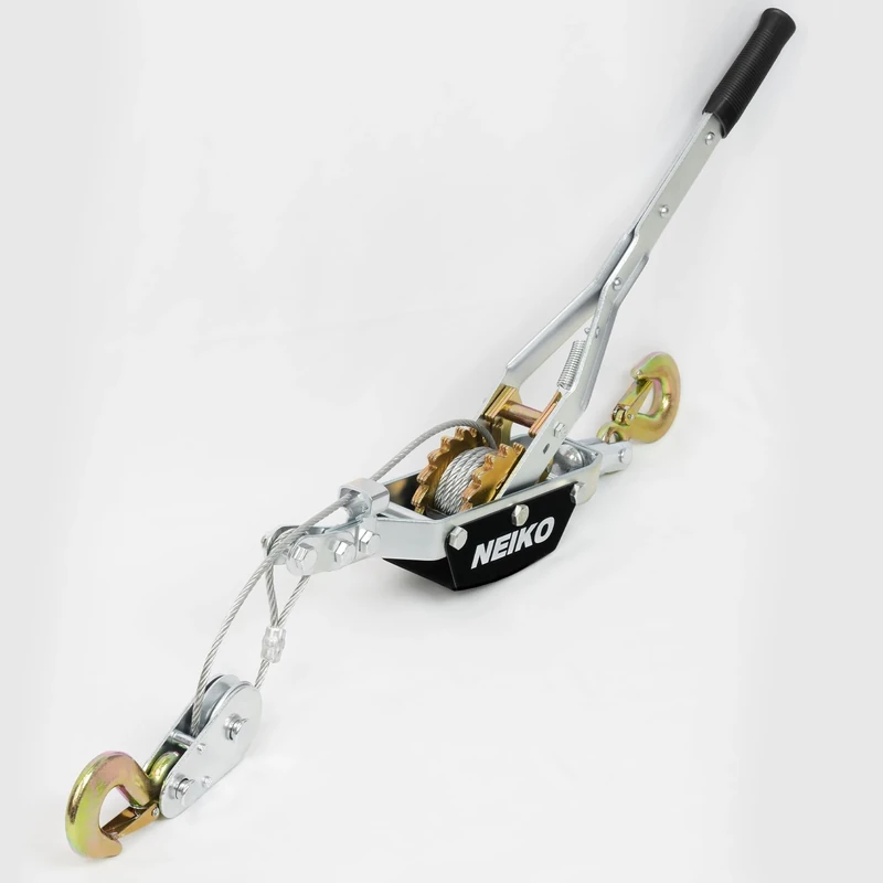 NEIKO 02253A - 3 Ton (6 lb) Pulling Capacity Winch, 2 Hooks, Heavy Duty Dual Gear Power Cord, Manual Winch Cable, Automotive Winch Puller