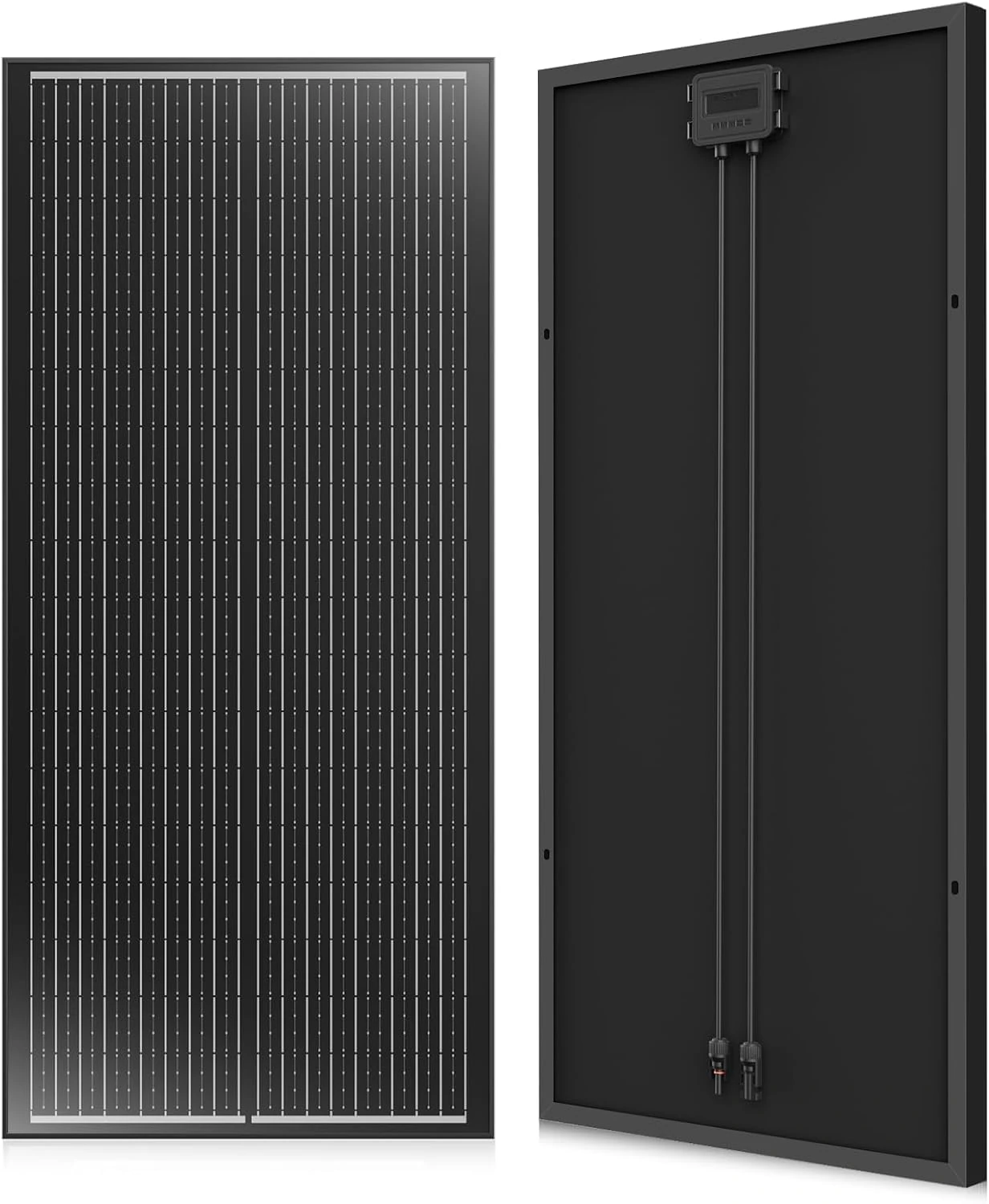 Rvpozwer 100w Solar Panel, N-Type Monocrystalline Solar Panels, 18BB Grid Lines Technology, 24.3% High-Efficiency, PV Module 12 V/24 V for Homes, RV, Battery, Boat, Rooftop and Off-Grid Applications