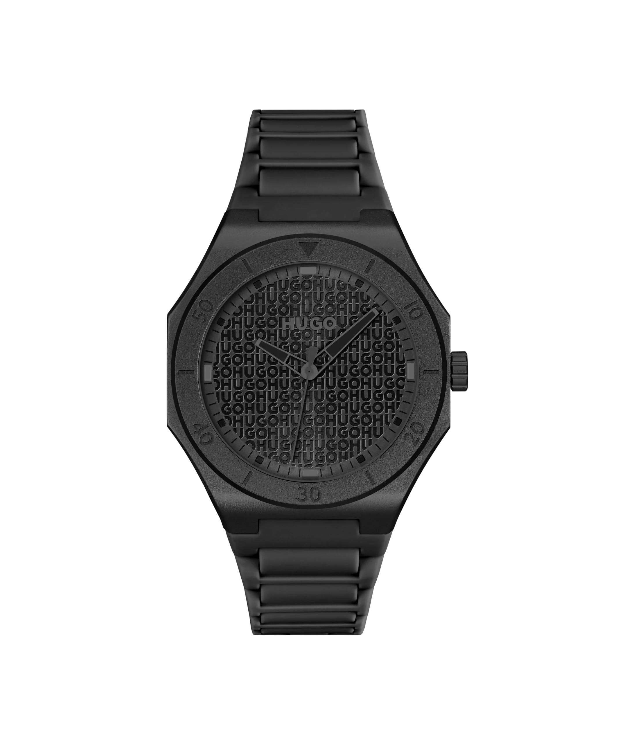 HUGO Three Hand Quartz Movement Watch for Men #Grail Light Collection with Black Silicone Bracelet - 1530396