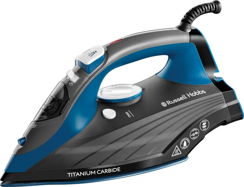 Russell Hobbs Iron [2600W, 160g steam shot, 55g/min continuous steam] Titanium Carbide (Titanium-infused ceramic soleplate, 330ml tank, self-cleaning, anti-calc, 3m cord) 27090