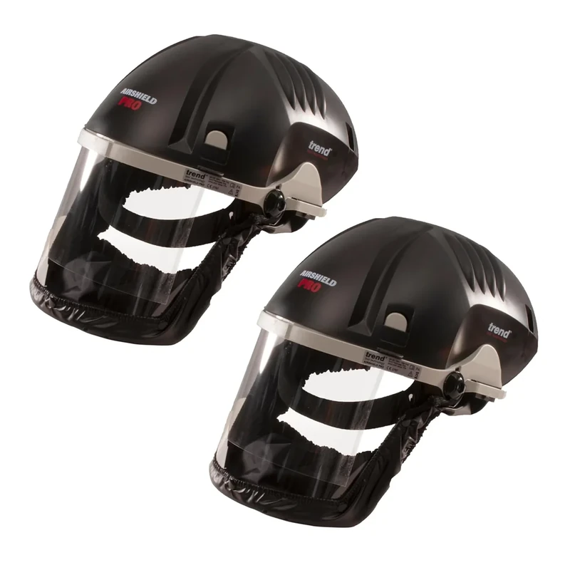 Trend AirShield Pro Full Faceshield Twin Pack, Battery Powered Air Circulating Dust Protector for Woodworking, 0.6 Micron Filtration, AIR/PRO/D7 - Image 1
