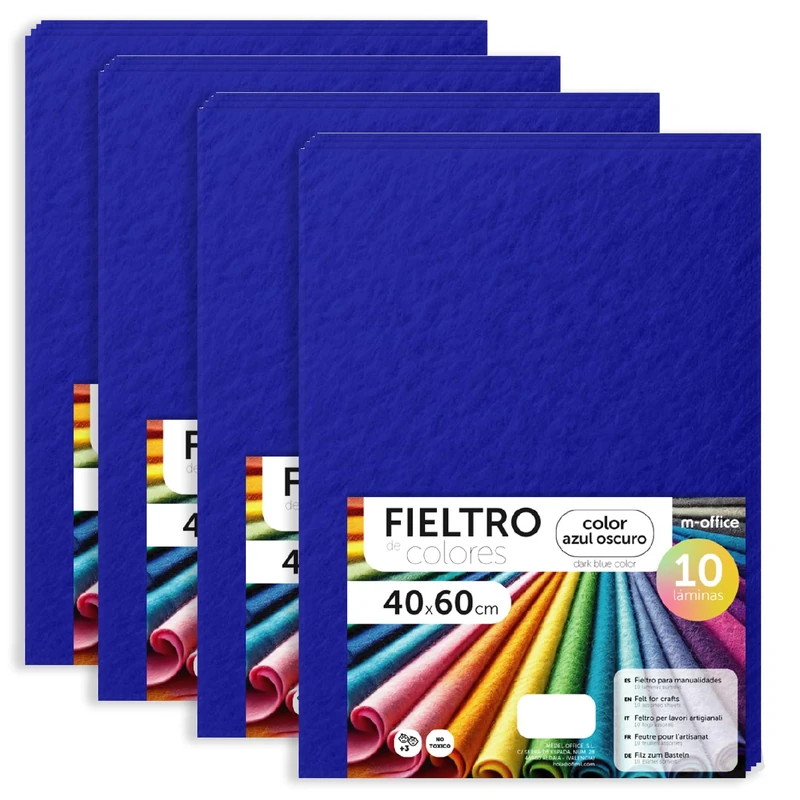 m-office Felt for Crafts, Coloured Felt, Soft and Flexible, Sewing Material, Patchwork Fabrics, Ideal for DIY Projects, Crafts or Decoration, 40 x 60 cm (Dark Blue, 40 Pcs)