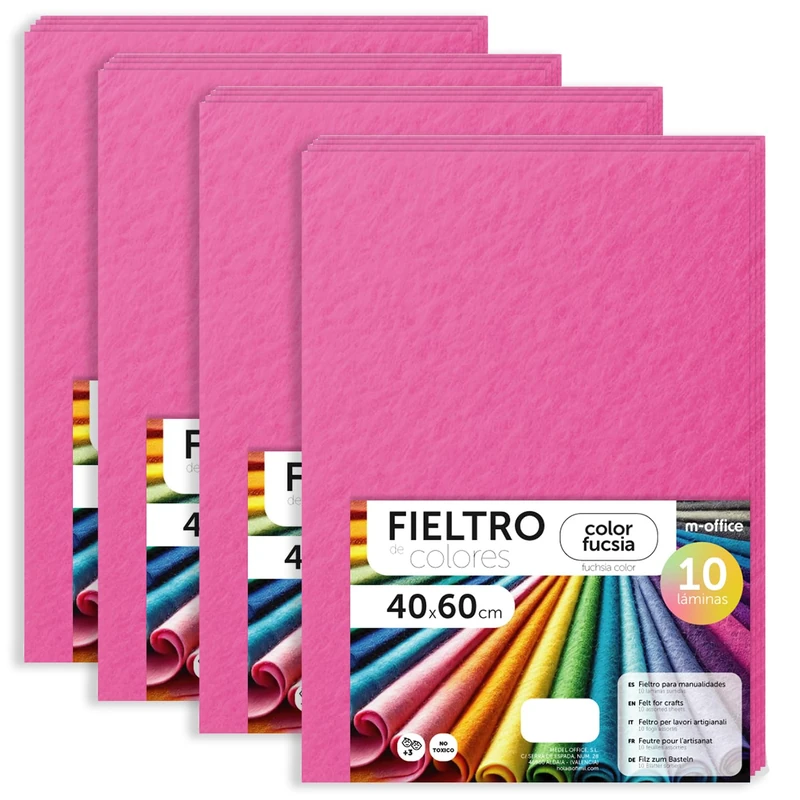 m-office Coloured Felt Sheets (40 Pcs) - 40 x 60 cm Fuchsia