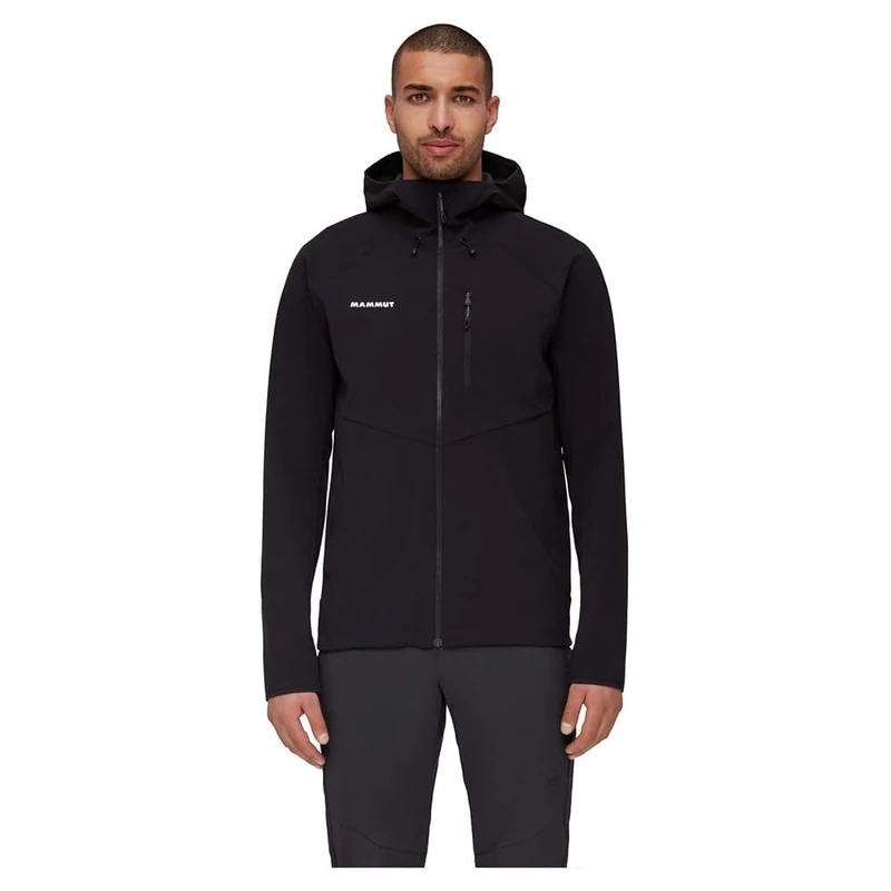 Mammut Ultimate Comfort SO Hooded Jacket Men | Softshell Coat for Outdoor Activities & Hiking | Black, XL