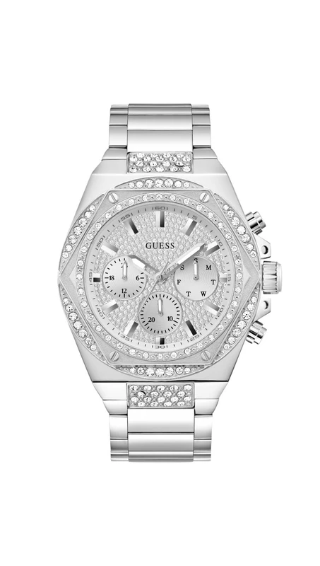 GUESS Men's Fury Multi Dial Quartz Watch - Silver Stainless Steel