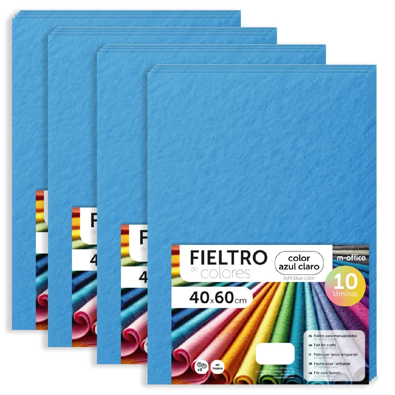 m-office Coloured Felt Sheets - 40 Pcs Light Blue - 40 x 60 cm