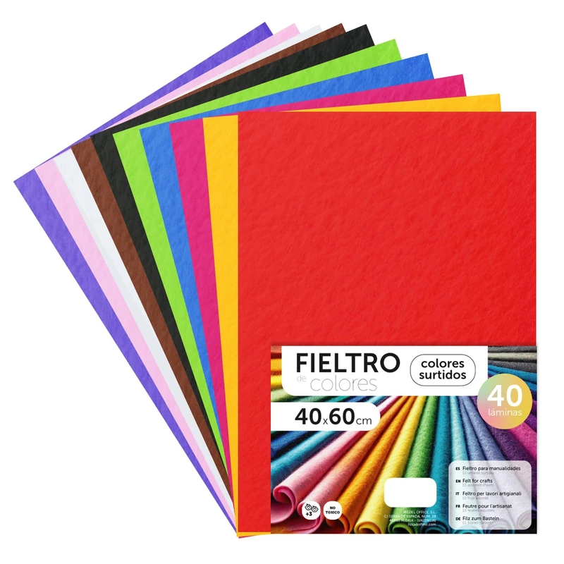 m-office Coloured Felt Sheets - 40 Pcs, 40 x 60 cm - Assorted