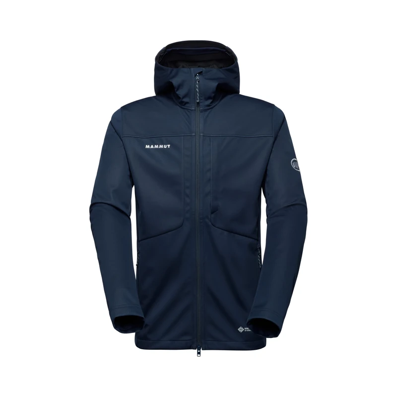 Mammut Ultimate VIII SO Hooded Jacket Men | Outdoor Softshell Clothing for Hiking | Marine, S