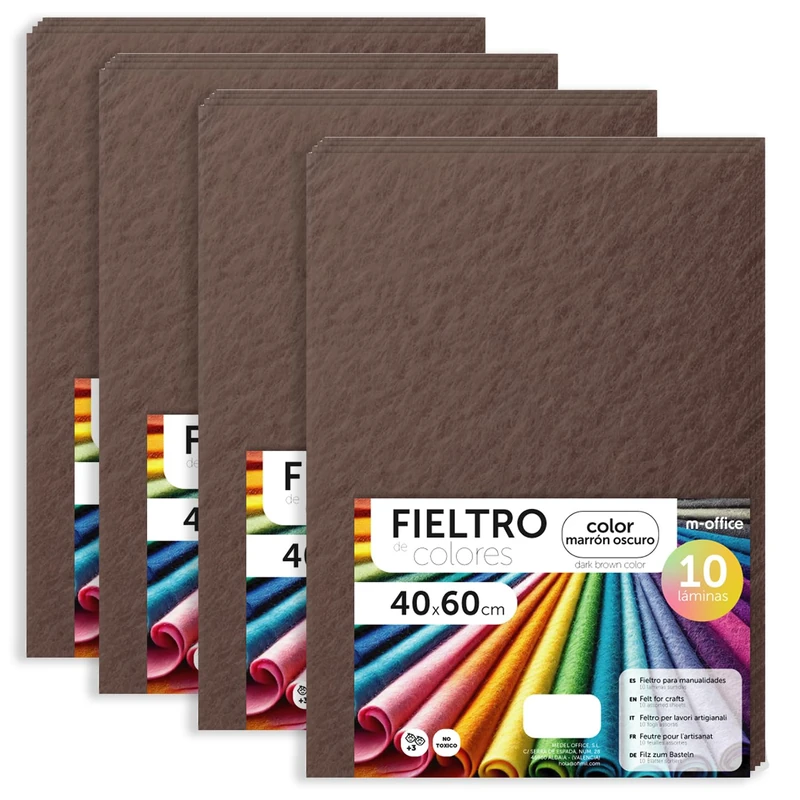 m-office Felt for Crafts, Coloured Felt, Soft and Flexible, Sewing Material, Patchwork Fabrics, Ideal for DIY Projects, Crafts or Decoration, 40 x 60 cm (Dark Brown, 40 Pcs)
