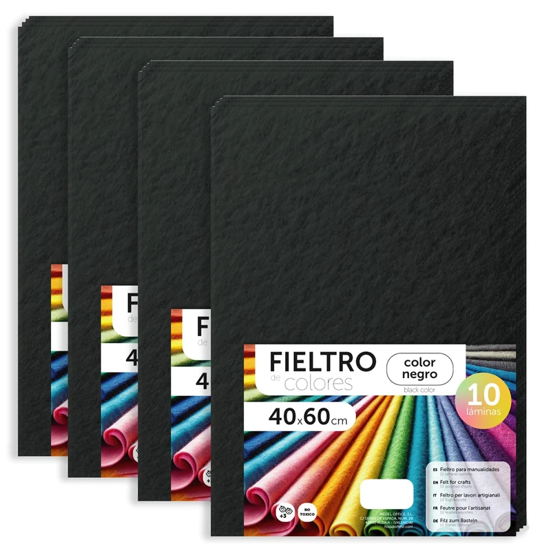 m-office Black Felt Sheets for Crafts - 40 Pcs (40 x 60 cm)