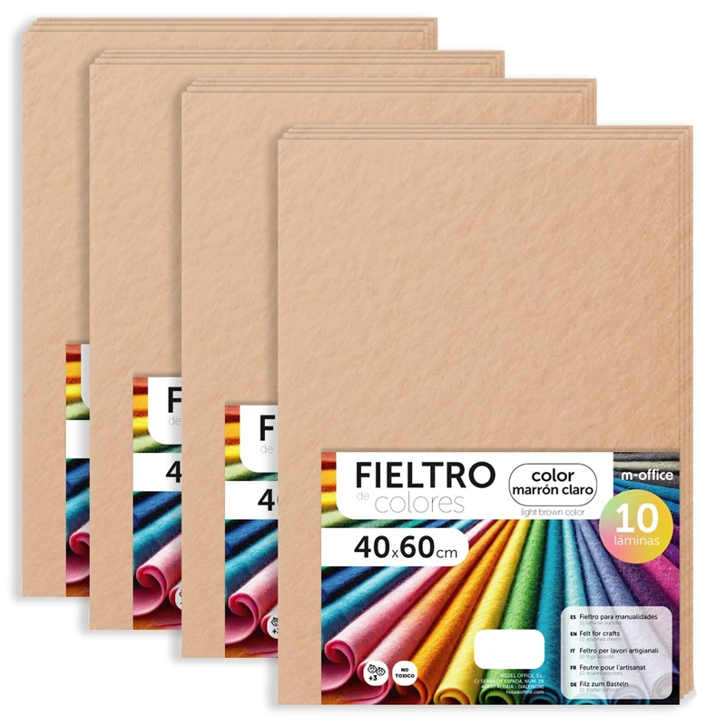m-office Felt for Crafts - 40 Pcs Light Brown - 40 x 60 cm