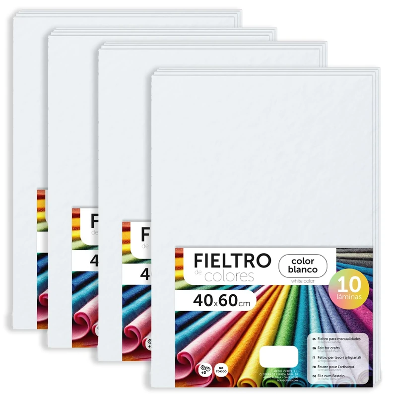 m-office Coloured Felt Sheets - 40 Pcs, 40 x 60 cm, White