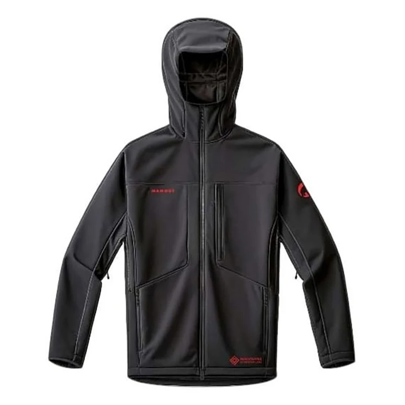 Mammut Ultimate VIII SO Hooded Jacket Men 25 Years | Outdoor Softshell Clothing for Hiking | Black, XL