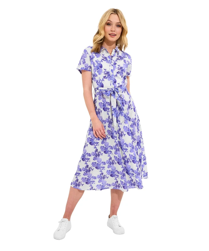 Joe Browns Women's Fashion Vintage Floral Tie Waist Shirt Dress, Regular Fit, Black, UK 12