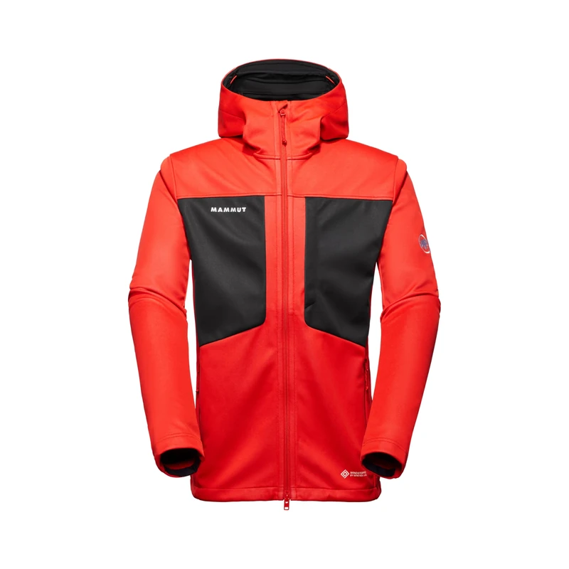 Mammut Ultimate VIII SO Hooded Jacket Men | Outdoor Softshell Clothing for Hiking | Mammut Red-Black, XL