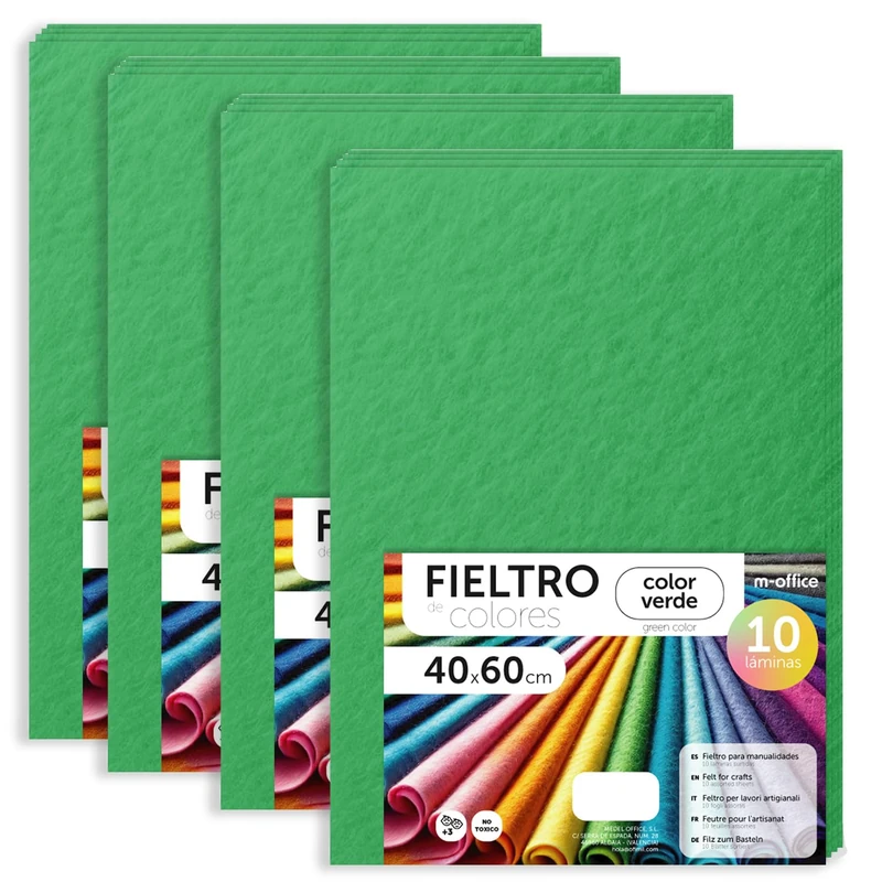 m-office Green Felt Sheets for Crafts - 40 Pcs (40 x 60 cm)