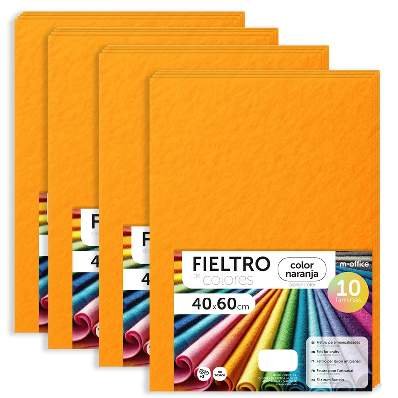 m-office Coloured Felt Sheets - 40 Pcs Orange - 40 x 60 cm