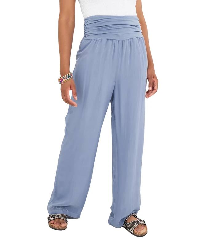 Joe Browns Women's Breezy Relaxed Fit Beach Trousers Casual Pants, Blue, 12
