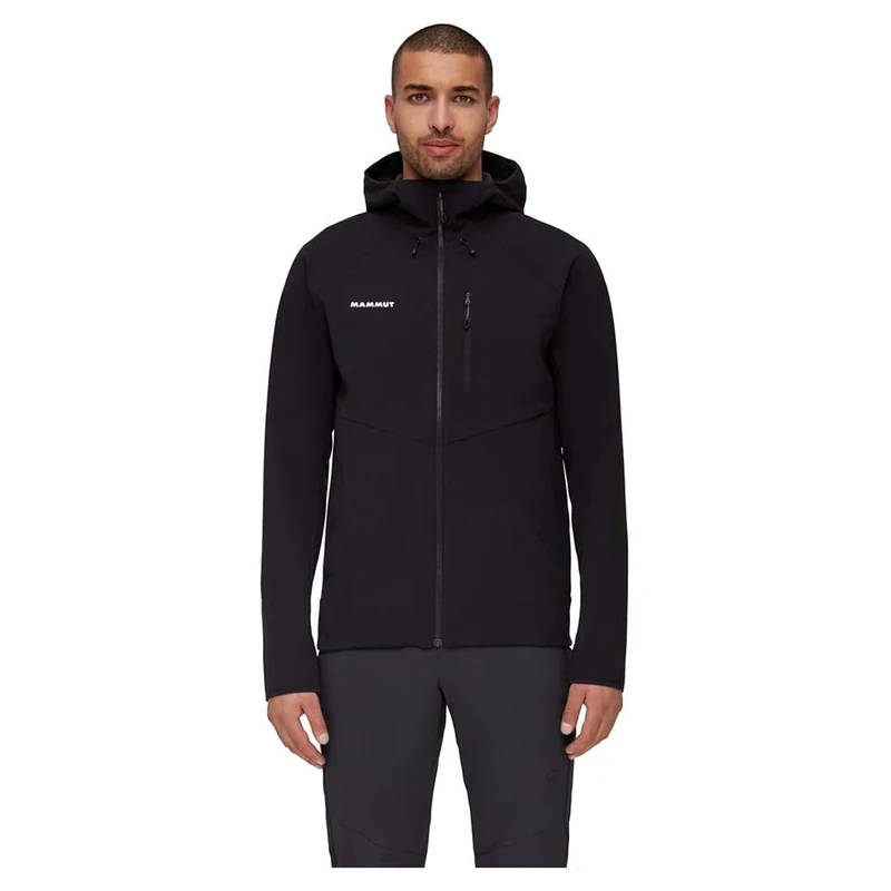 Mammut Ultimate Comfort SO Hooded Jacket Men | Softshell Coat for Outdoor Activities & Hiking | Black, L
