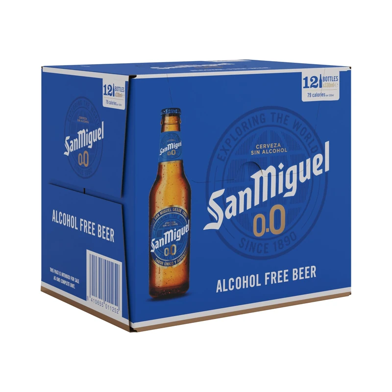 San Miguel 0.0% Alcohol Free Lager Beer, 12 x 330 ml Bottles
