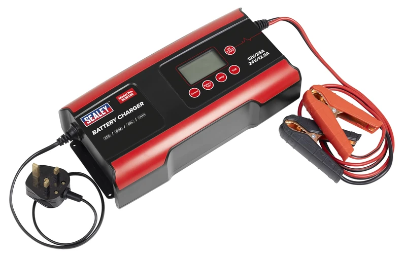 Sealey 12/24V Compact Smart Battery Charger and Maintainer 25A - SCBC25