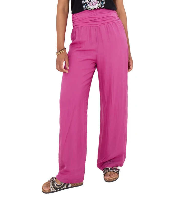 Joe Browns Women's Breezy Relaxed Fit Beach Trousers Casual Pants, Pink, 14