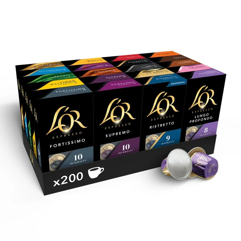 L'OR Grand Assortment Variety Bundle Coffee Pods x20 (Pack of 20, Total 200 Capsules) Nespresso®* Compatible