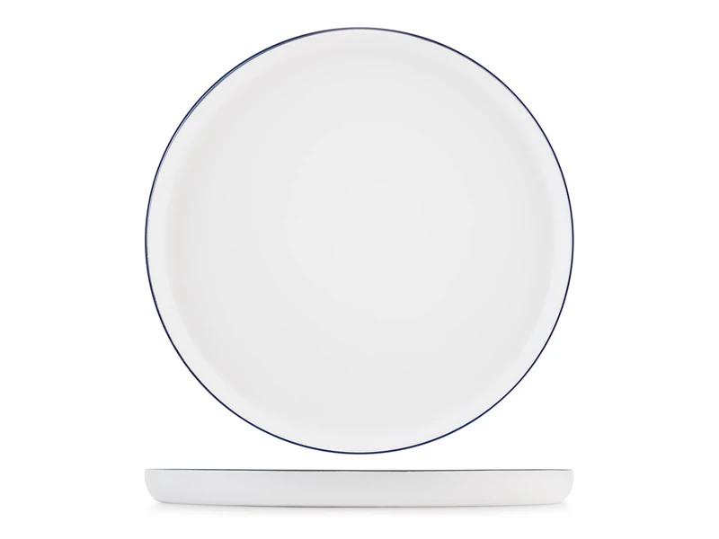 H&H, Set of 6 Lagom Ivory Porcelain Dinner Plates with Black Rim - Stylish and Modern 26.5cm Diameter Perfect for the Table