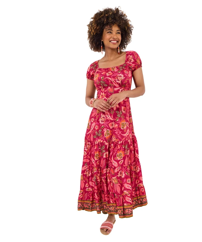 Joe Browns Women's Fashion Printed Maxi Dress, Regular Fit, Pink, UK 18