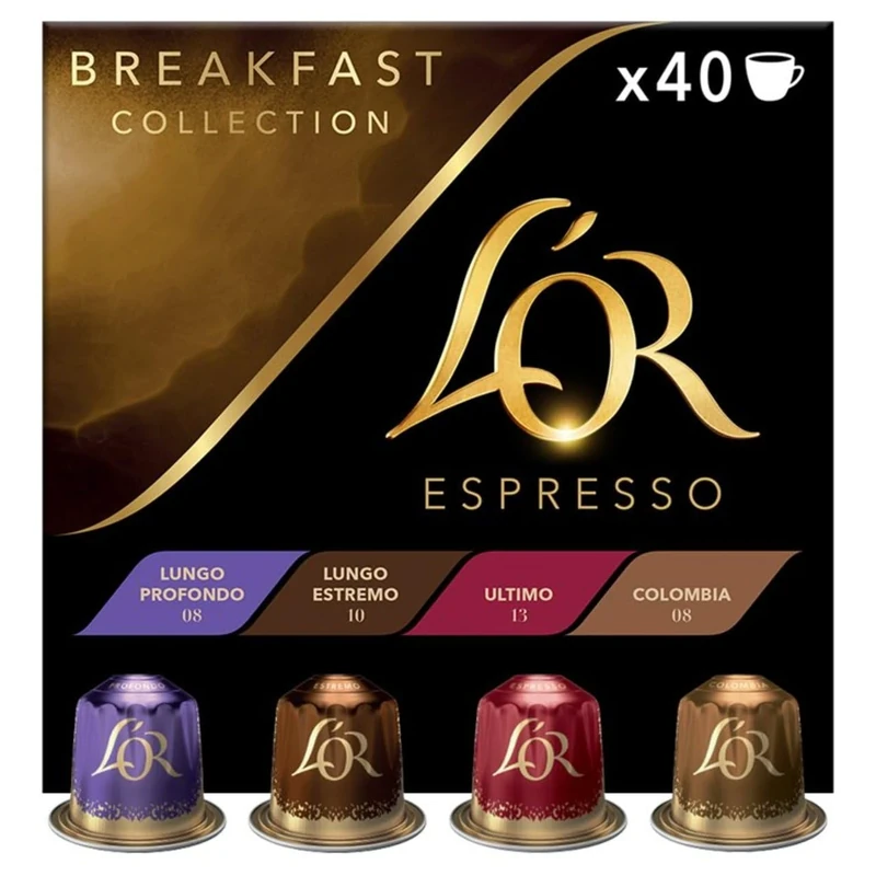 L'OR Espresso Breakfast Variety Box Coffee Pods x40 Nespresso®* Compatible
