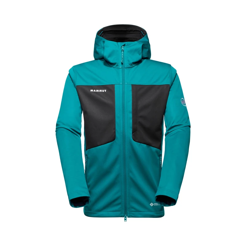 Mammut Ultimate VIII SO Hooded Jacket Men | Outdoor Softshell Clothing for Hiking | Deep Teal-Black, S